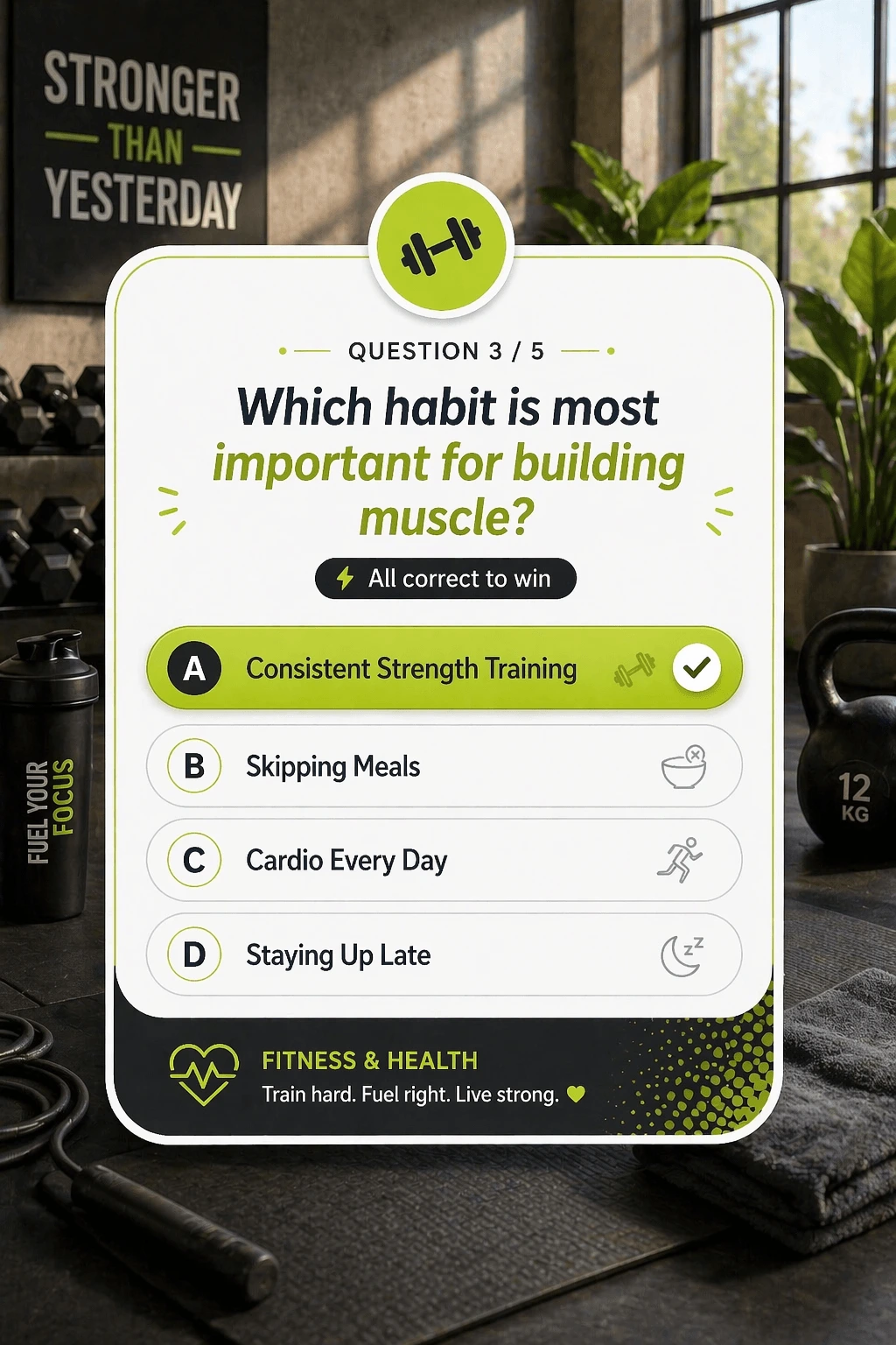 Branded quiz game created with Winday