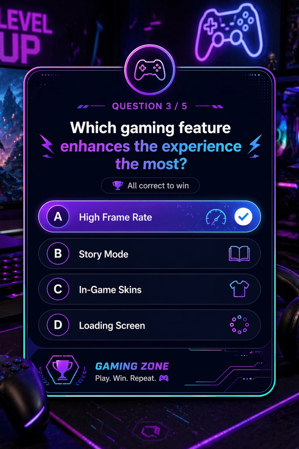 Branded quiz game created with Winday