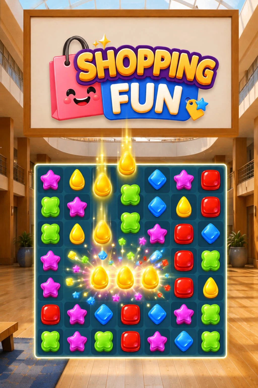 Retail match-3 game with a reward