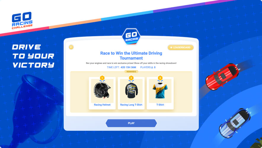 Game style for a company selling racing gear created on Winday gamification platform