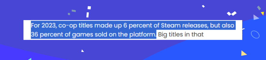 Co-op Title statistics of Steam Releases
