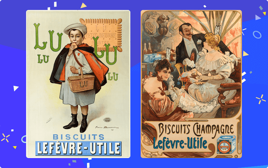 Two advertising posters for French cookies (early 1900s)