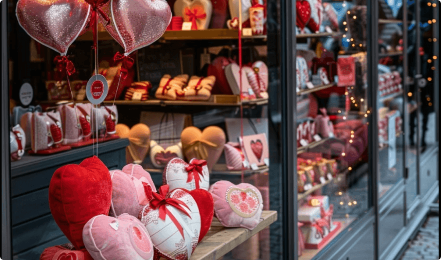 Typical shop window on a Valentine’s day