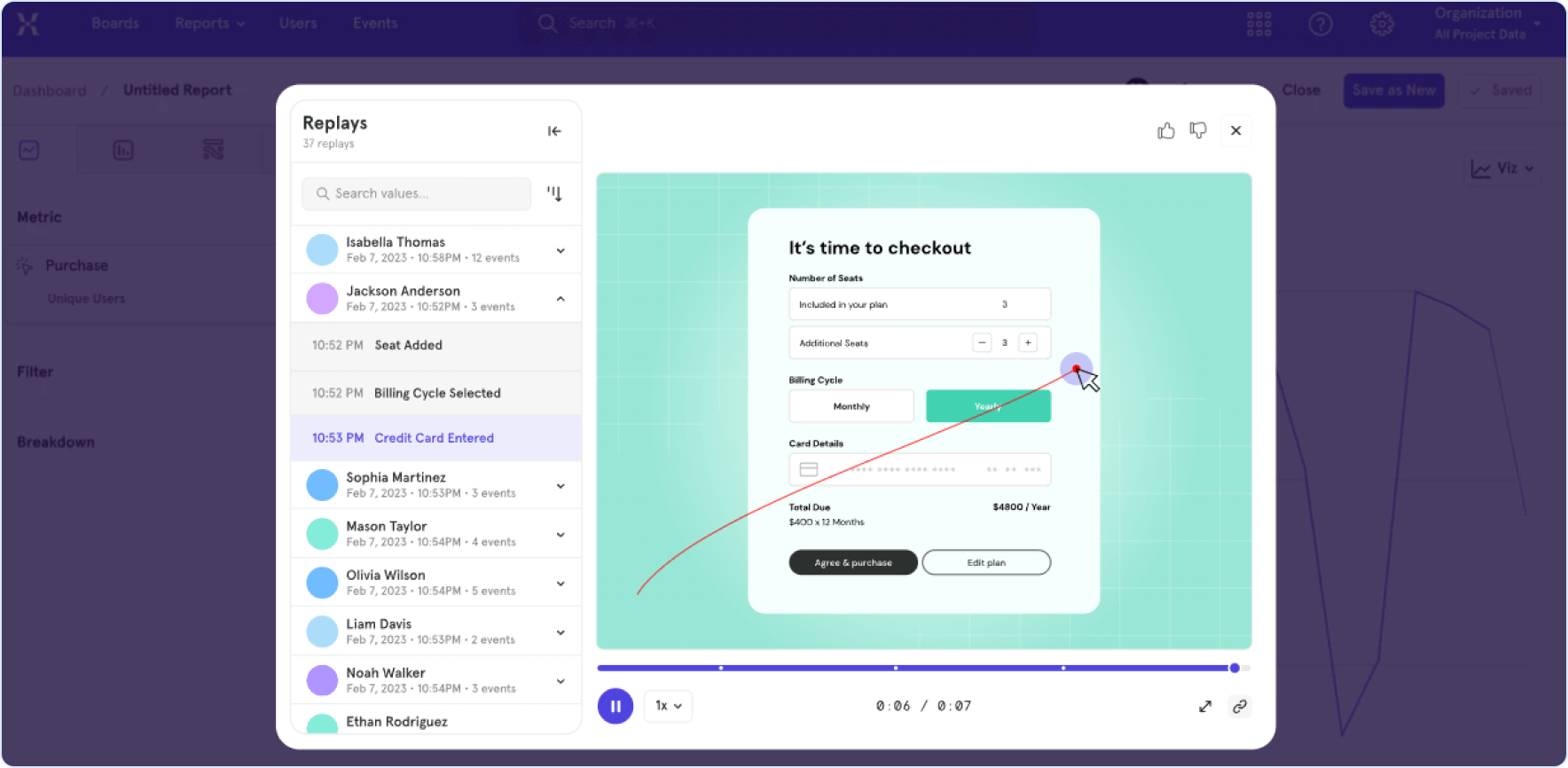 Replay functionality in Mixpanel