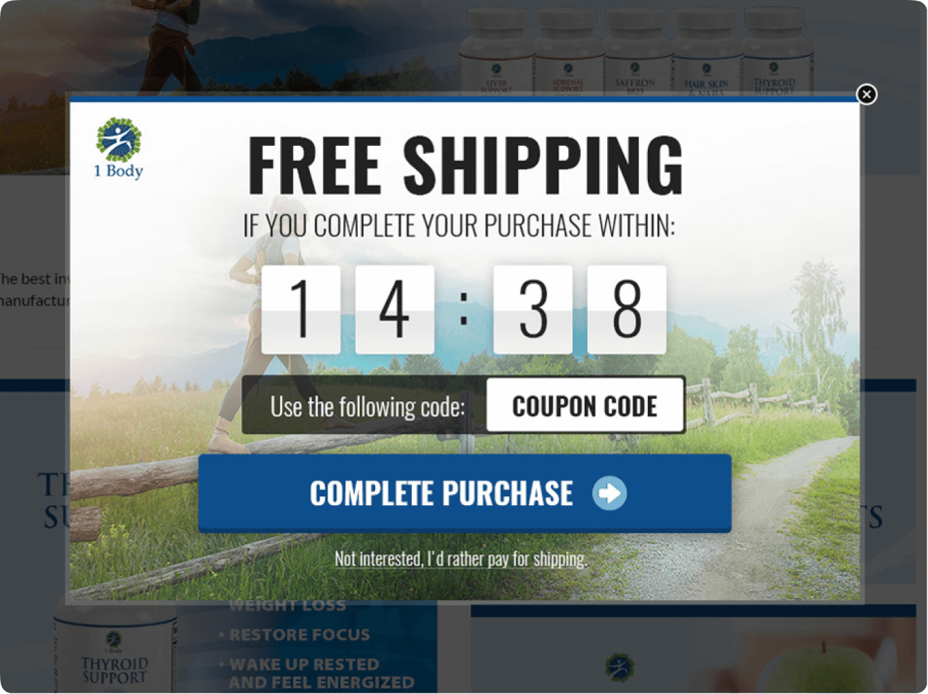 Time-limited Coupon example for Free Shipping