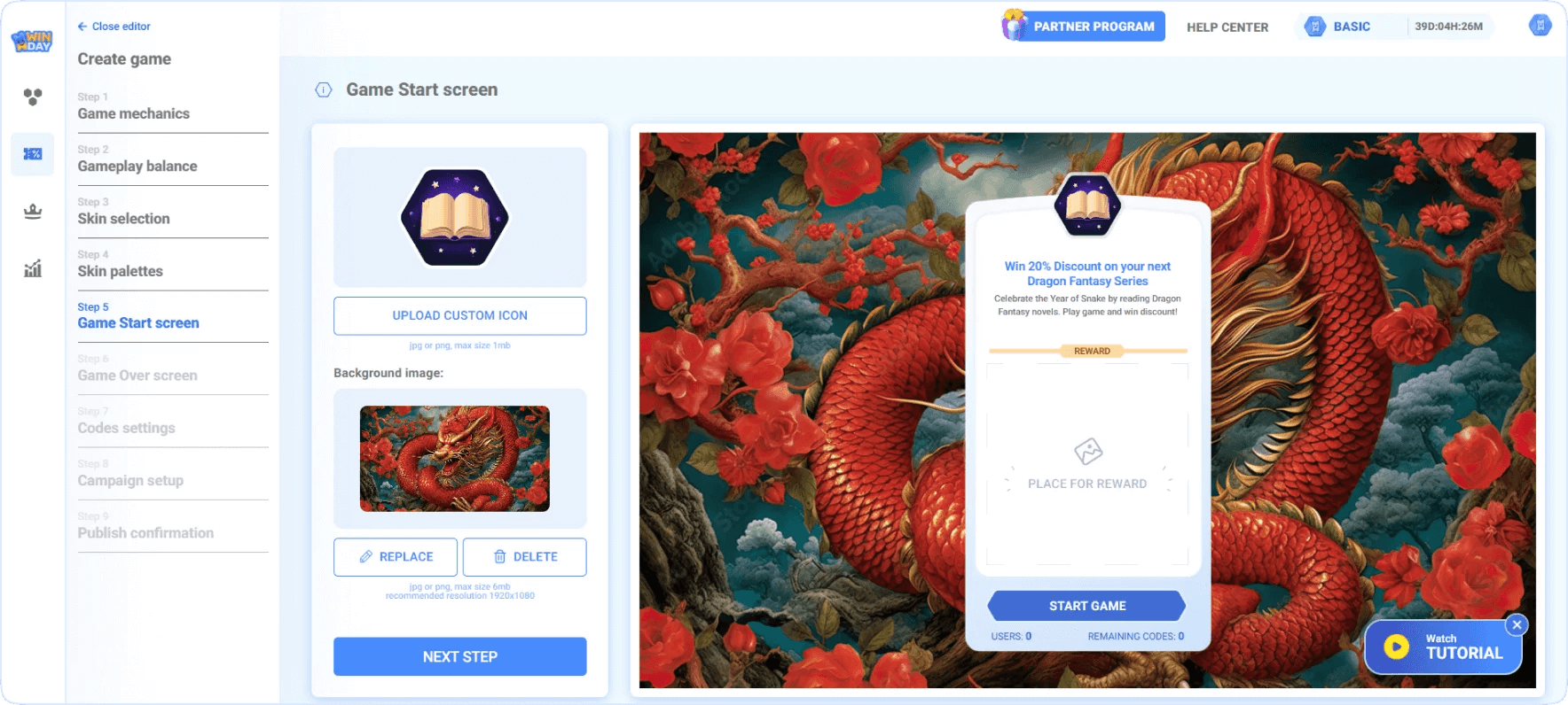 Instant Game Creation on Winday for Coupons Distribution