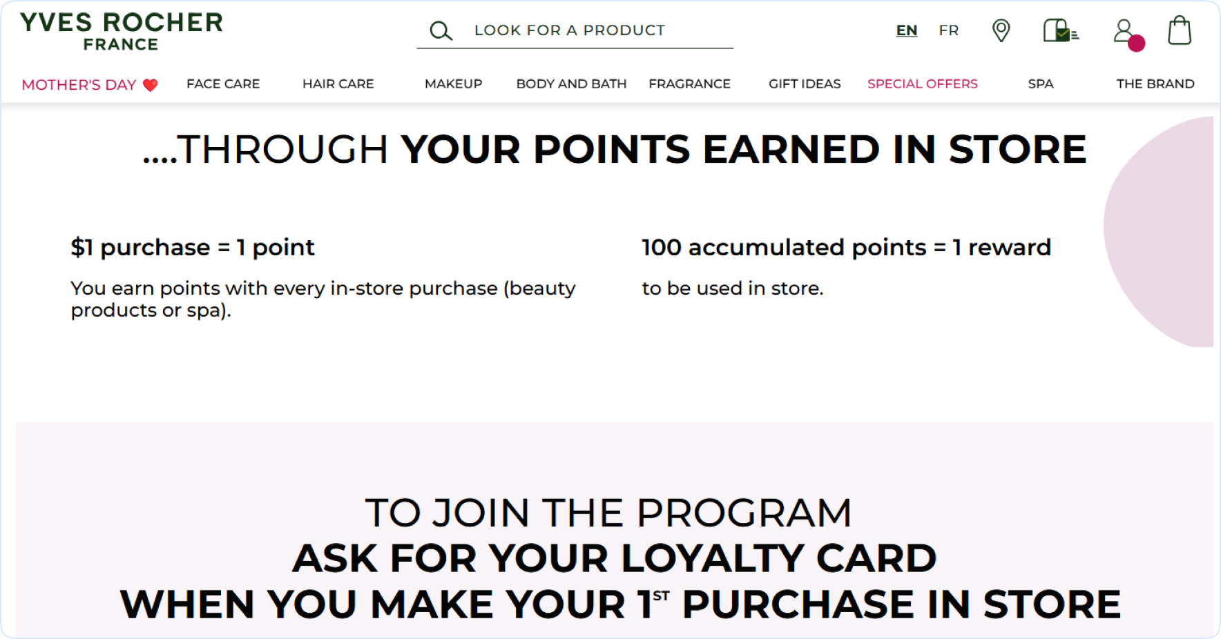 Yves Rocher uses points for customer retention