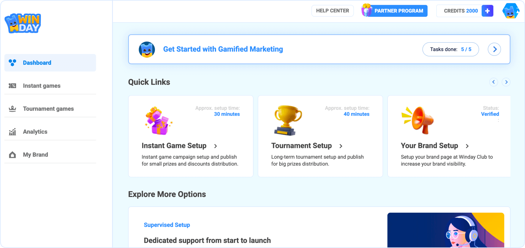 Winday Dashboard: Get Started with Gamified Marketing