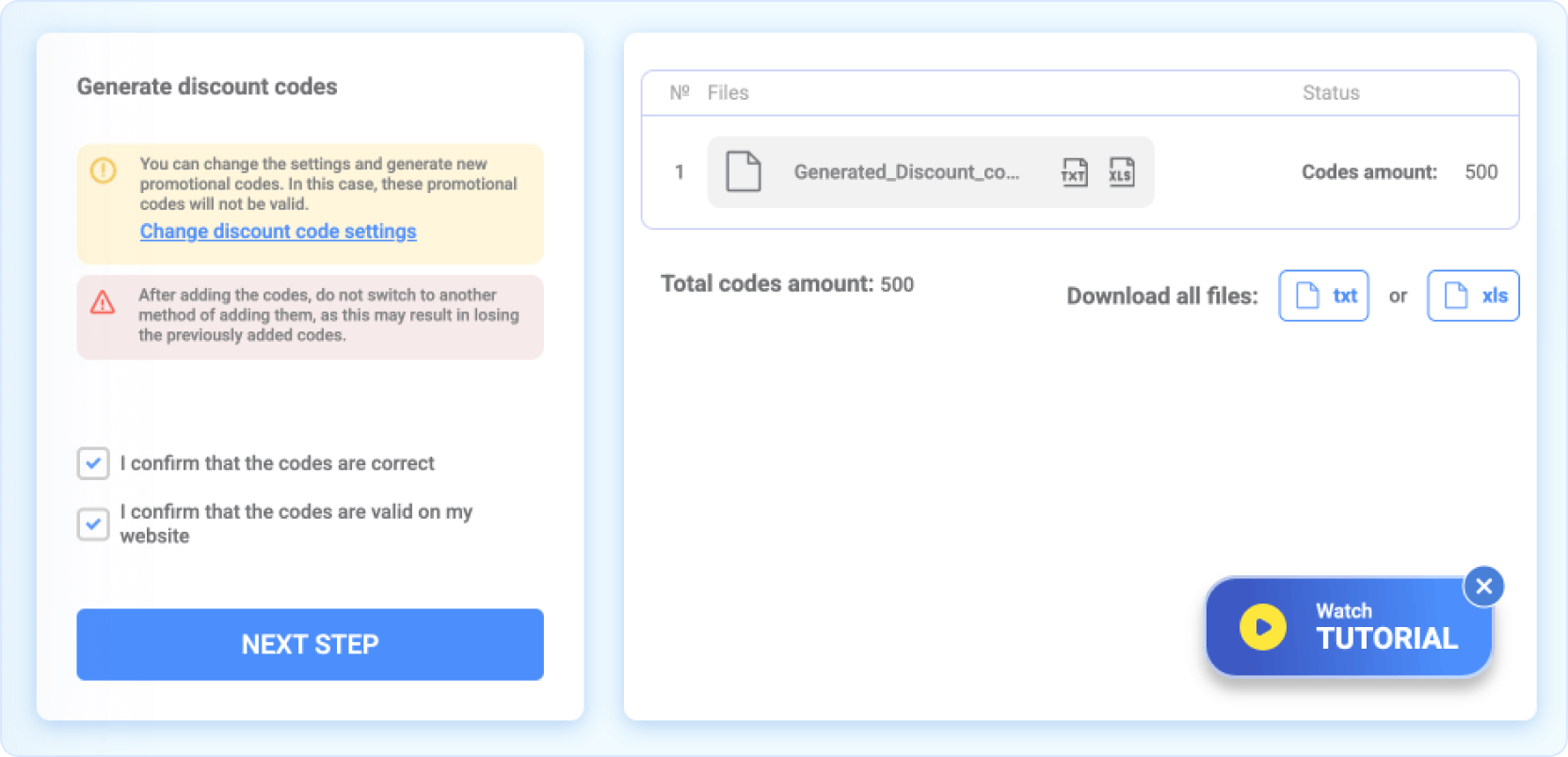 Discount Codes generation on Winday Platform