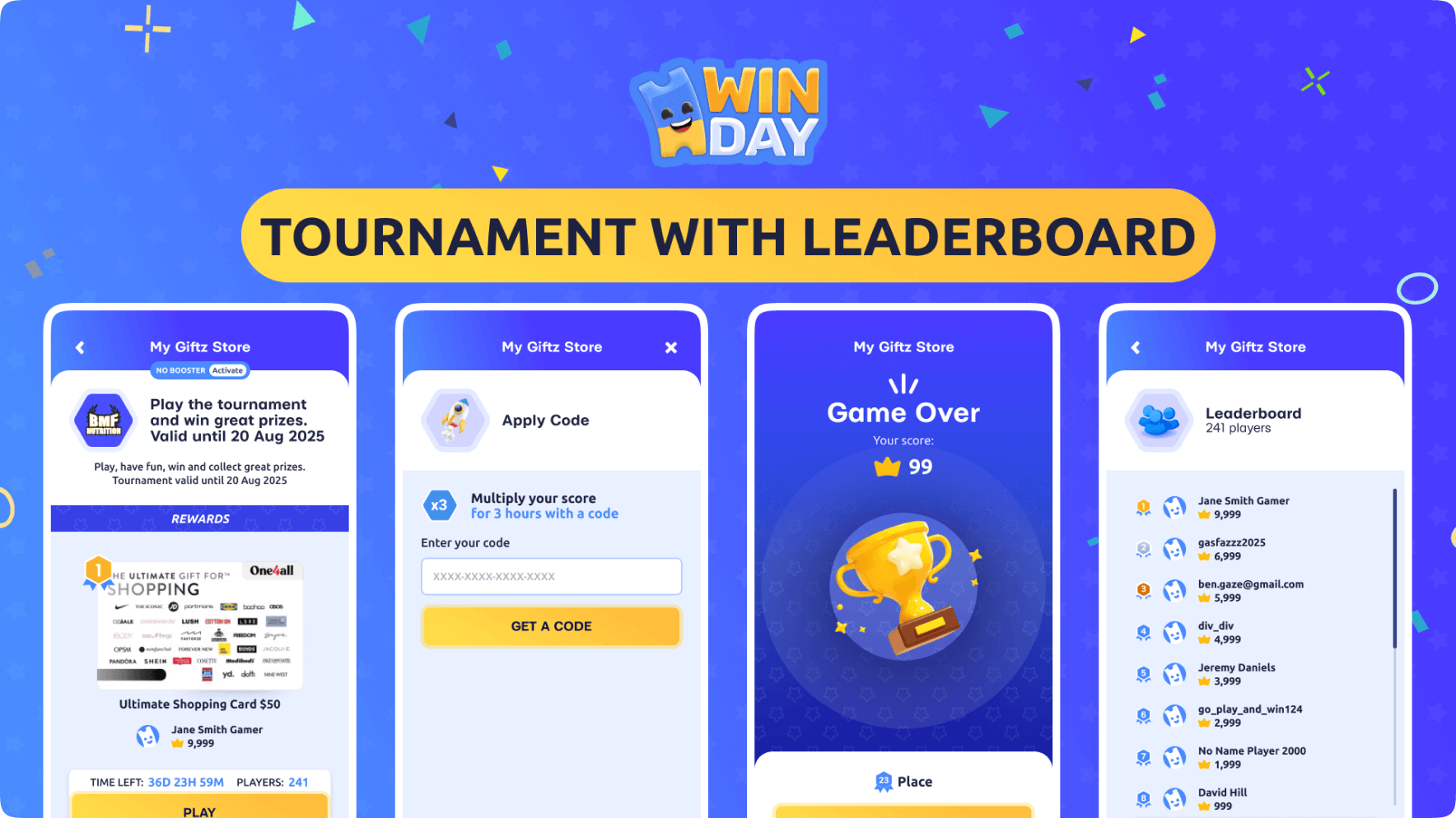 Winday Tournaments with Leaderboard