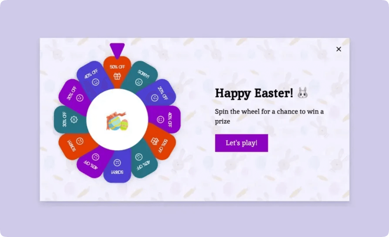 Email Pop-up with Spin the Wheel Game on Easter