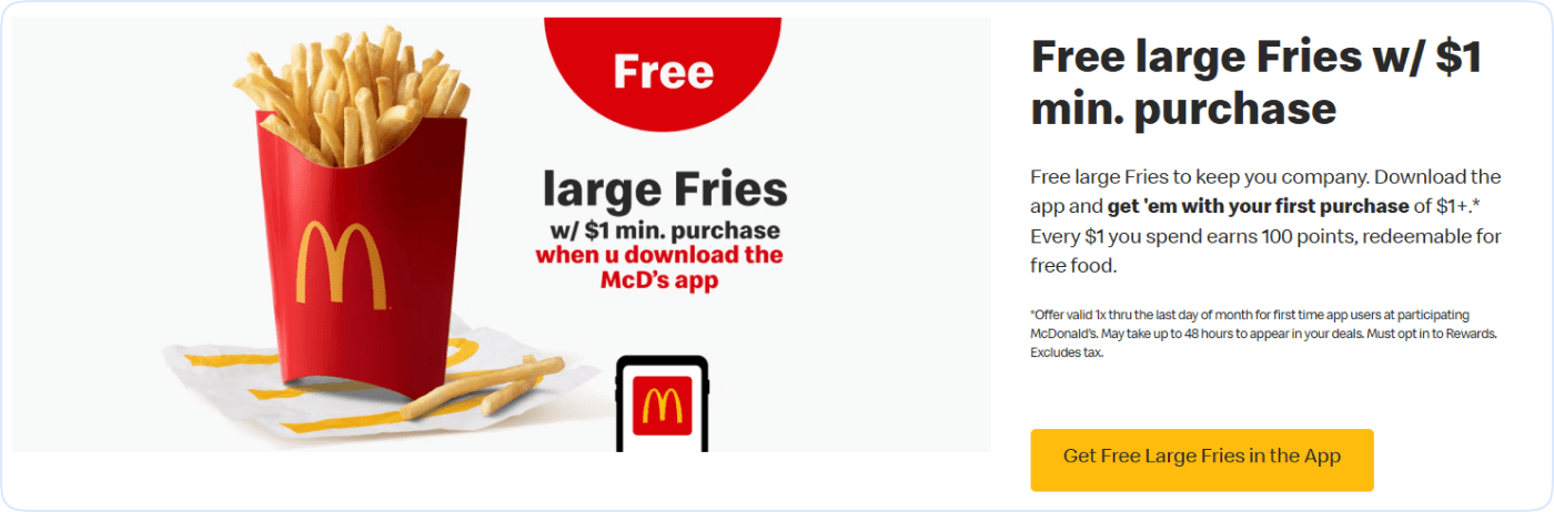 McDonald's free large fries discount