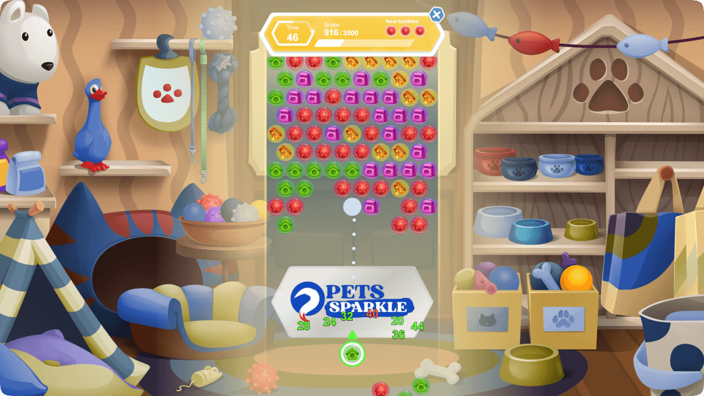 Example of Bubble Shooter branded game created on Winday