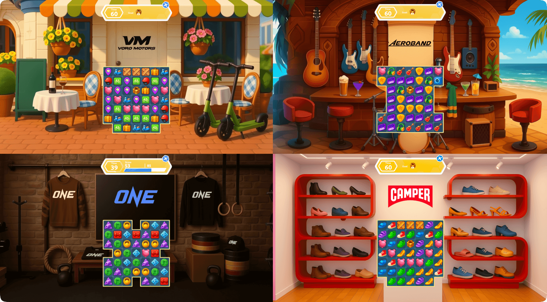 Examples of Match3 Branded Games Created on Winday