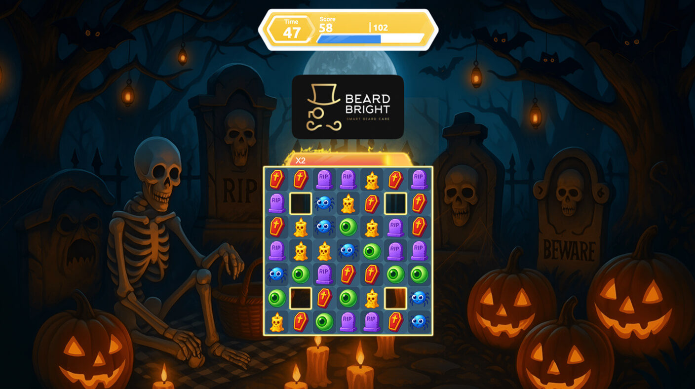 Halloween branded Match-2 puzzle game for Beard Bright store