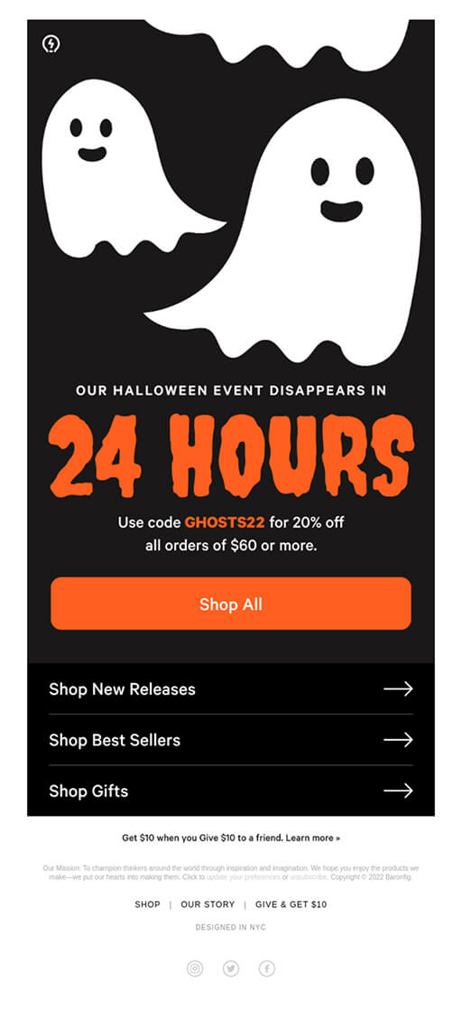 Halloween promo email announcement