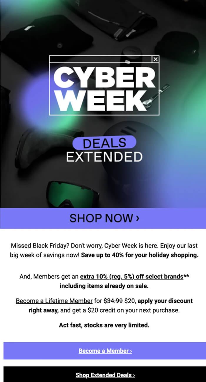 Altitude Sports - Cyber Week deals with up to 40% off