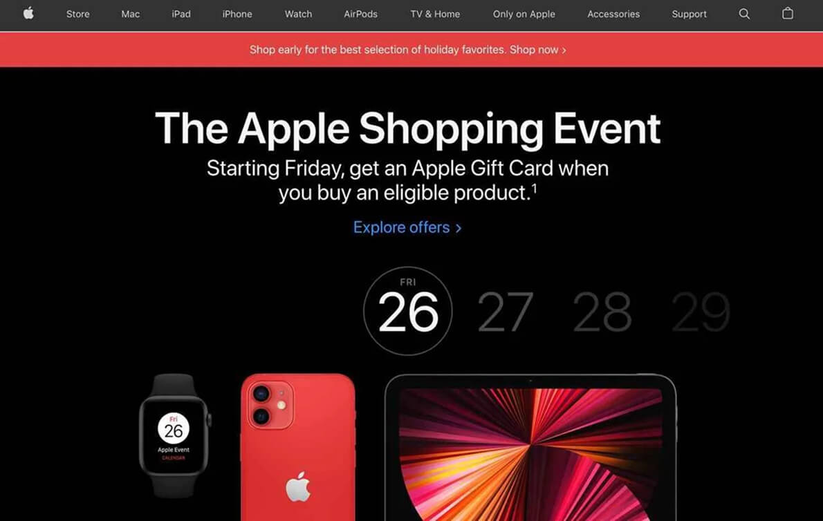 Apple Shopping Event Advertising: Apple Gift Cards on Black Friday