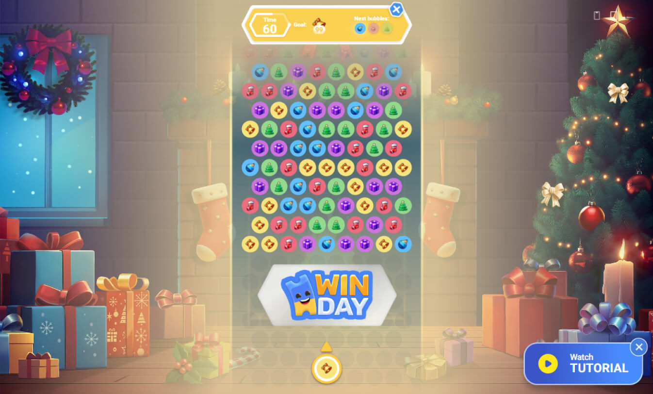 Bubble Shooter Game Mechanic with Christmas Nights Theme