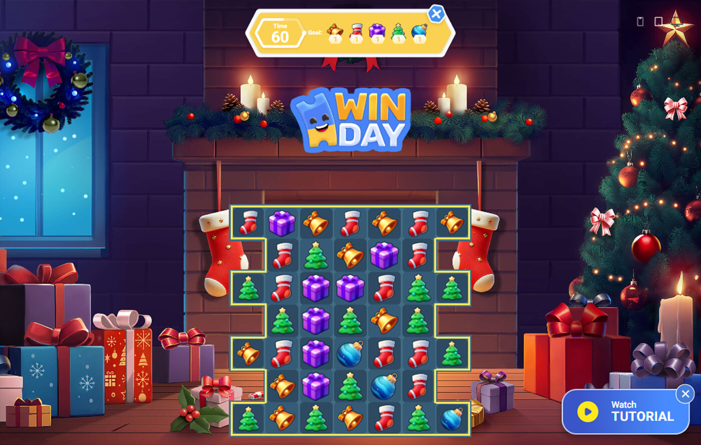 Match-3 Game Mechanic with Christmas Nights Theme